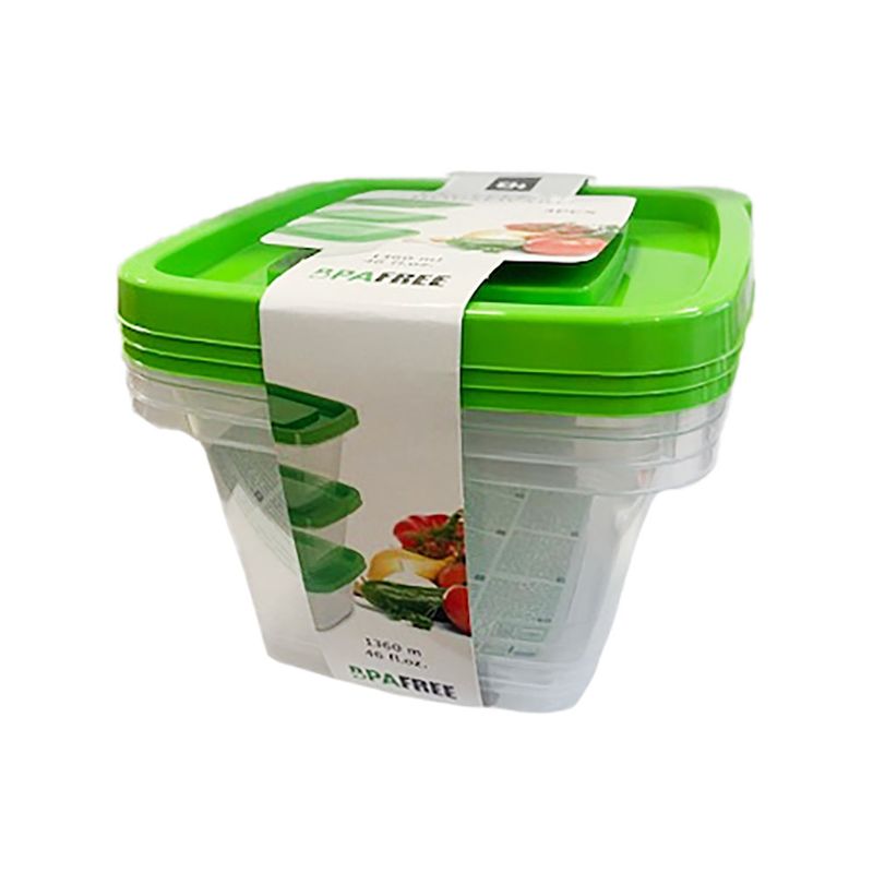 Plastbokser til oppbevaring, 3 x1360ml