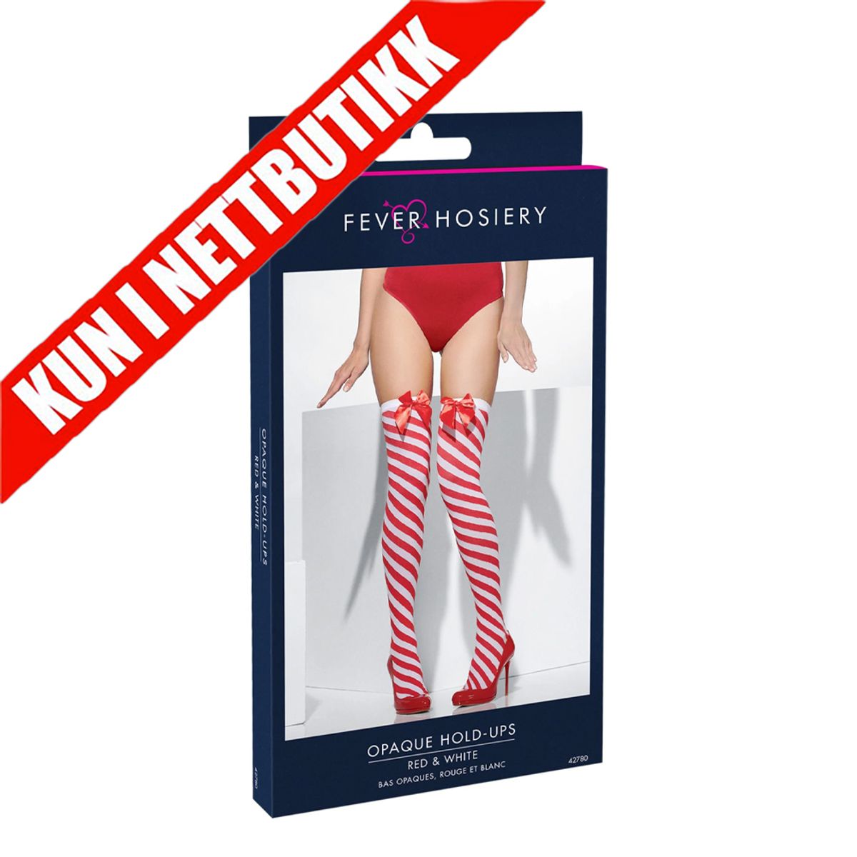 Opaque Hold-Ups - Striped Red Bows