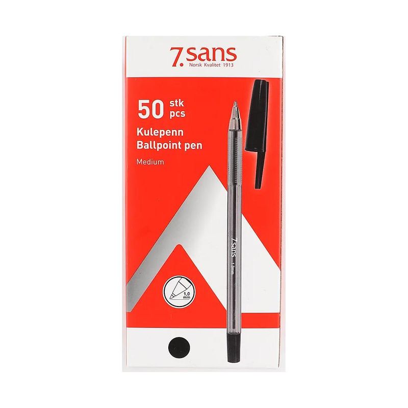 Ballpoint Kulepenn - Sort Medium (Kartong 50 stk)