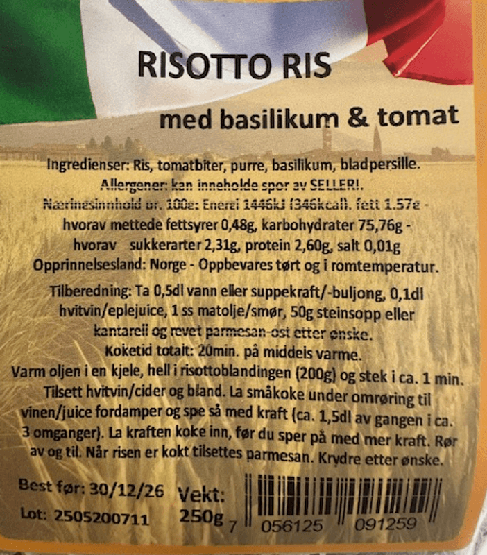 Risotto Ris - Basilikum & Tomat