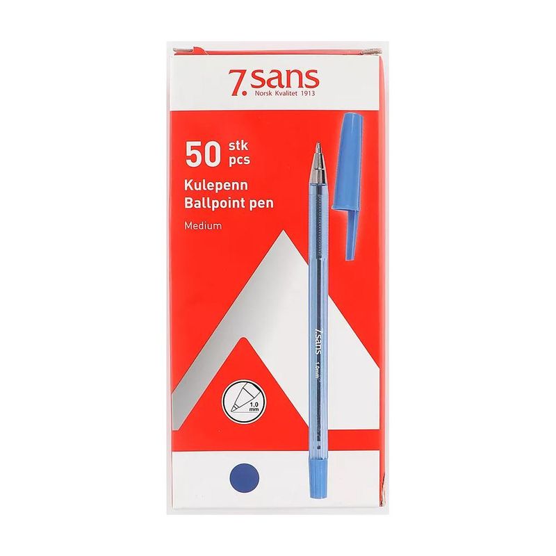 Ballpoint Kulepenn - Blå Medium (Kartong 50 stk)