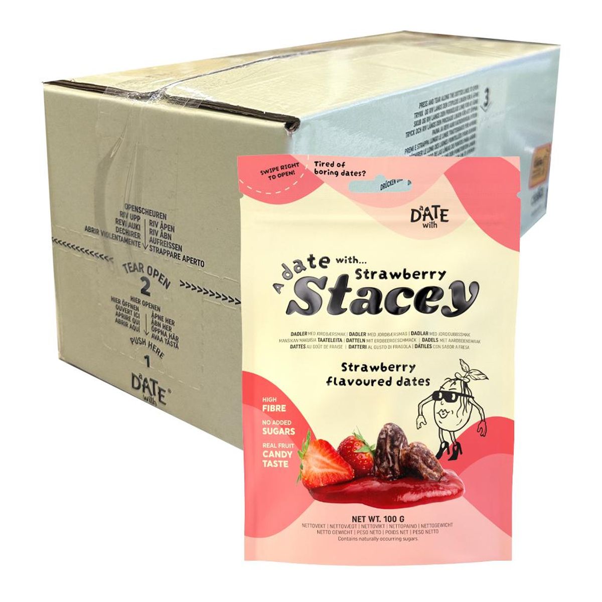 Dadler - Strawberry Stacey (Kartong 14 x 100g)